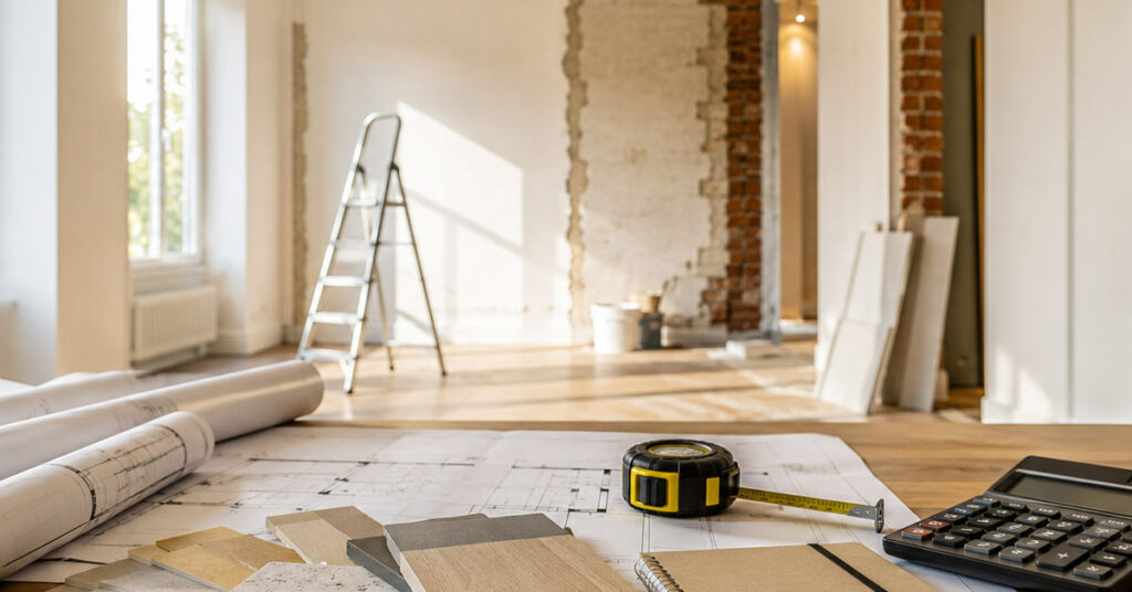 Eine Immobilie, die renoviert wird - symbolisch für Renovierungskosten
